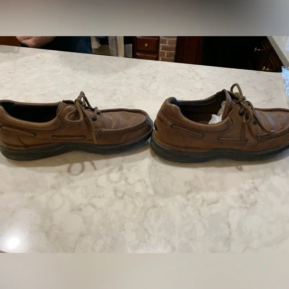 Rockport Brown Leather Lace Up Boat Shoes Sz 10